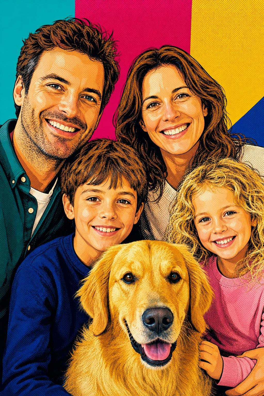 Portrait de famille — style Pop art