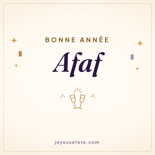 Image carrée « Bonne année Afaf » pour WhatsApp