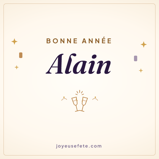 Image carrée « Bonne année Alain » pour WhatsApp