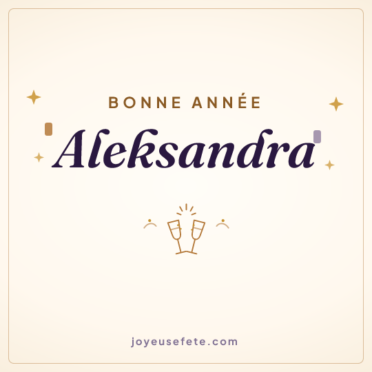 Image carrée « Bonne année Aleksandra » pour WhatsApp