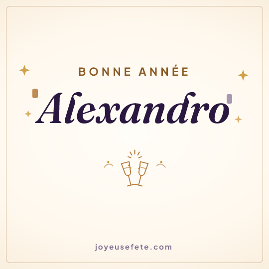 Image carrée « Bonne année Alexandro » pour WhatsApp