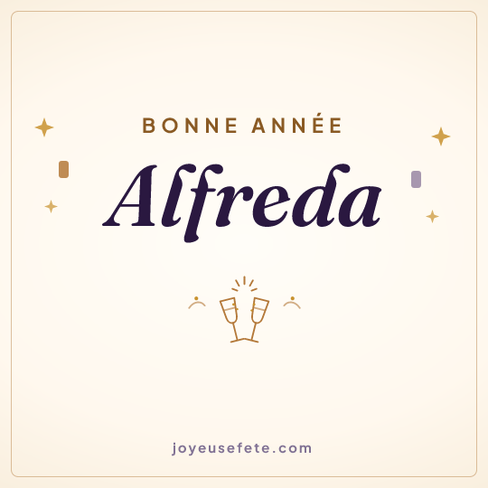 Image carrée « Bonne année Alfreda » pour WhatsApp