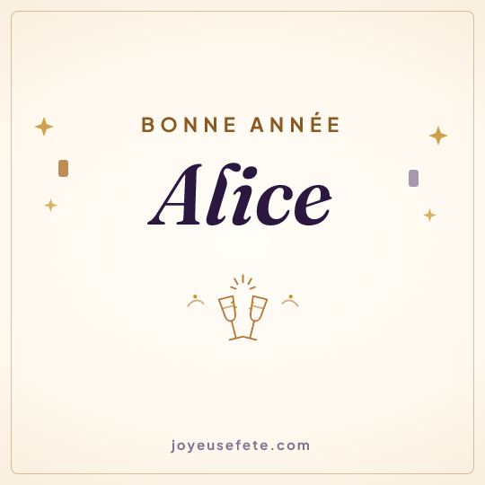 Image carrée « Bonne année Alice » pour WhatsApp