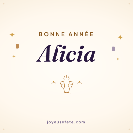 Image carrée « Bonne année Alicia » pour WhatsApp