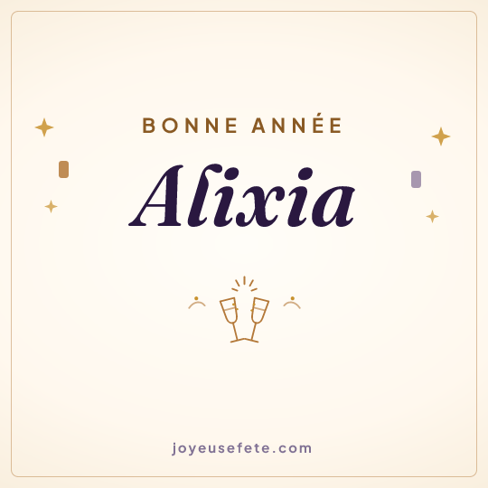 Image carrée « Bonne année Alixia » pour WhatsApp