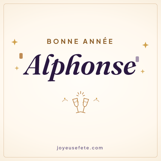 Image carrée « Bonne année Alphonse » pour WhatsApp