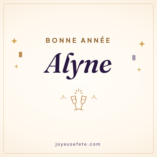 Image carrée « Bonne année Alyne » pour WhatsApp
