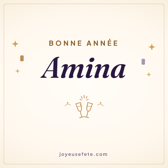 Image carrée « Bonne année Amina » pour WhatsApp