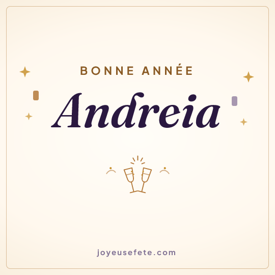 Image carrée « Bonne année Andreia » pour WhatsApp