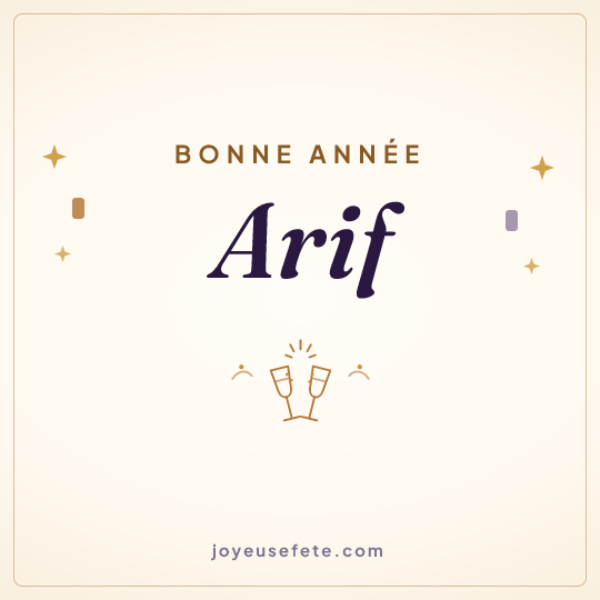Image carrée « Bonne année Arif » pour WhatsApp