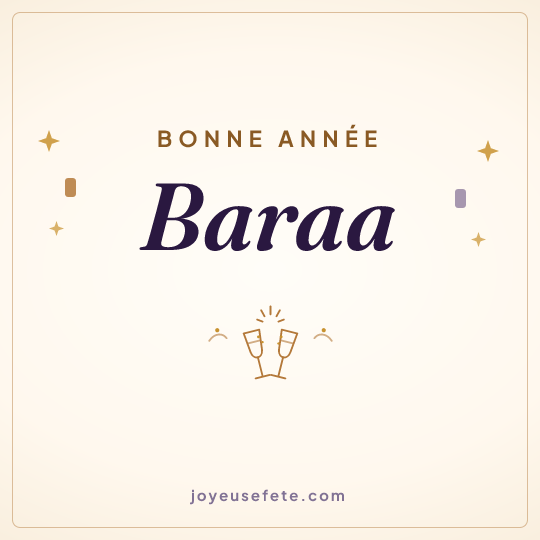 Image carrée « Bonne année Baraa » pour WhatsApp