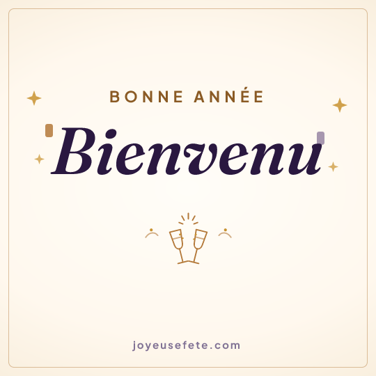 Image carrée « Bonne année Bienvenu » pour WhatsApp