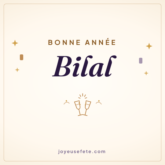 Image carrée « Bonne année Bilal » pour WhatsApp