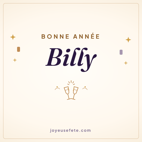 Image carrée « Bonne année Billy » pour WhatsApp