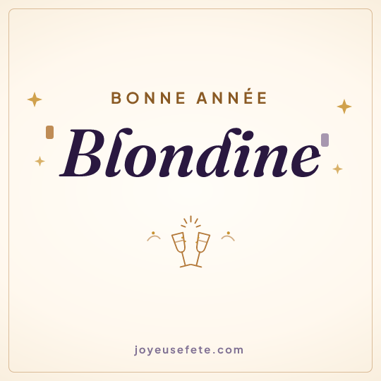 Image carrée « Bonne année Blondine » pour WhatsApp