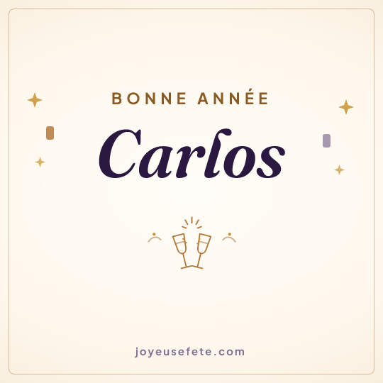 Image carrée « Bonne année Carlos » pour WhatsApp