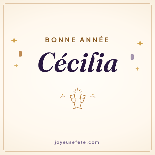 Image carrée « Bonne année Cécilia » pour WhatsApp