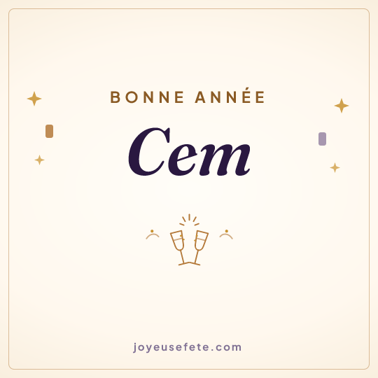 Image carrée « Bonne année Cem » pour WhatsApp