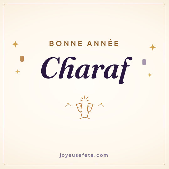 Image carrée « Bonne année Charaf » pour WhatsApp