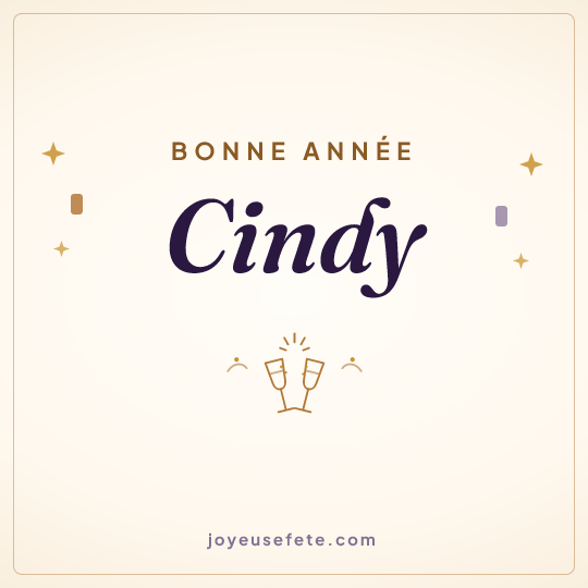 Image carrée « Bonne année Cindy » pour WhatsApp