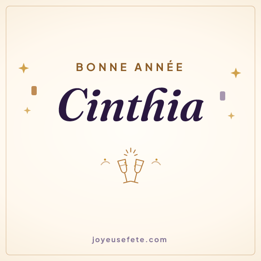 Image carrée « Bonne année Cinthia » pour WhatsApp