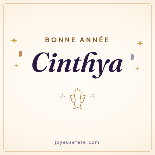Image carrée « Bonne année Cinthya » pour WhatsApp