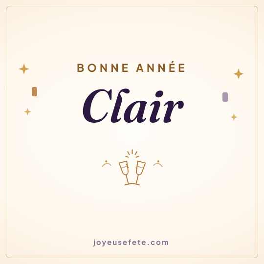 Image carrée « Bonne année Clair » pour WhatsApp