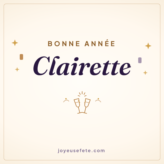 Image carrée « Bonne année Clairette » pour WhatsApp