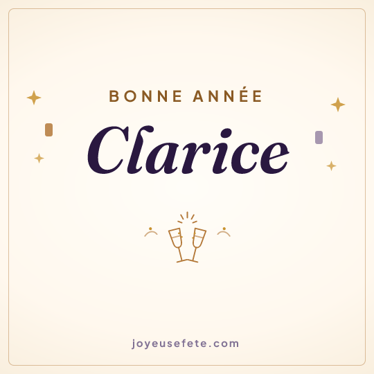Image carrée « Bonne année Clarice » pour WhatsApp