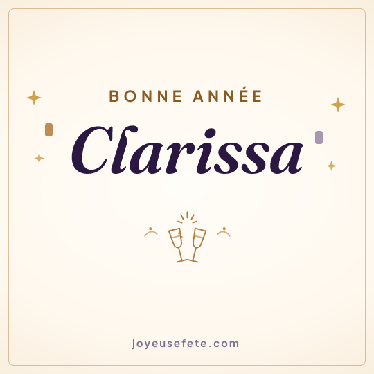 Image carrée « Bonne année Clarissa » pour WhatsApp