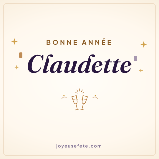 Image carrée « Bonne année Claudette » pour WhatsApp