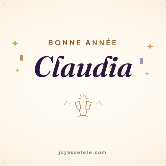 Image carrée « Bonne année Claudia » pour WhatsApp