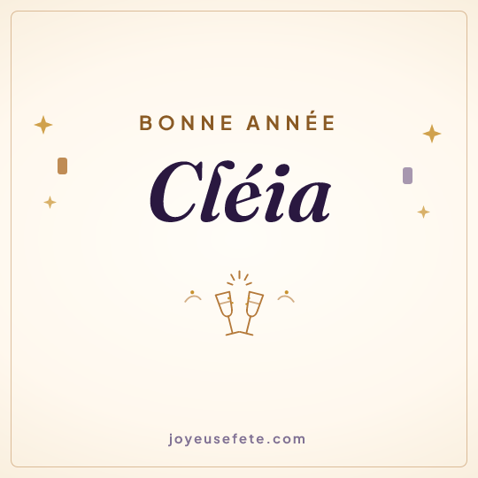 Image carrée « Bonne année Cléia » pour WhatsApp