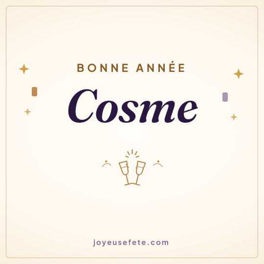 Image carrée « Bonne année Cosme » pour WhatsApp