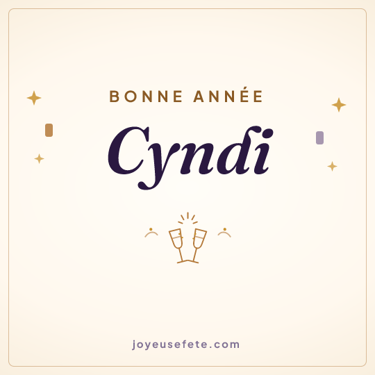 Image carrée « Bonne année Cyndi » pour WhatsApp