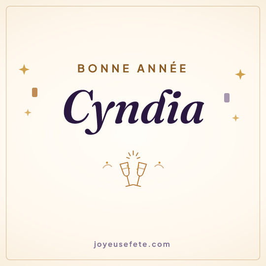 Image carrée « Bonne année Cyndia » pour WhatsApp