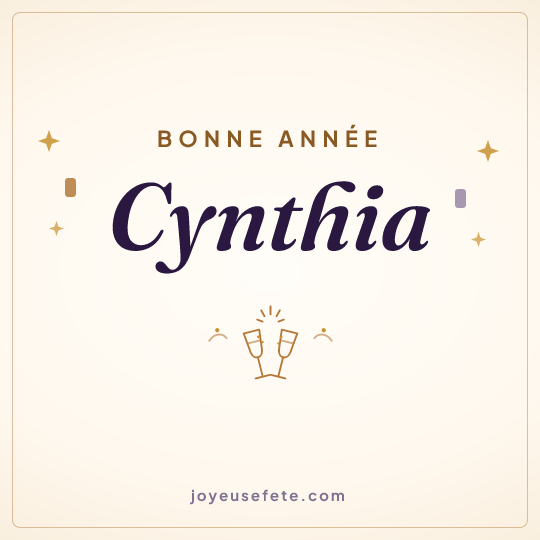 Image carrée « Bonne année Cynthia » pour WhatsApp