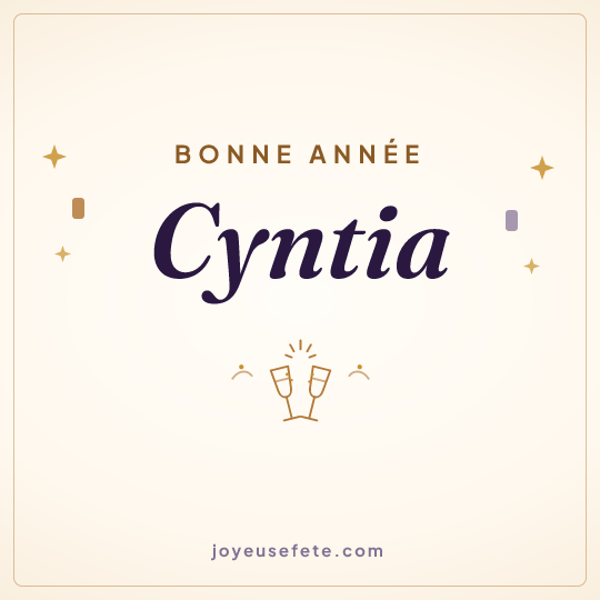 Image carrée « Bonne année Cyntia » pour WhatsApp