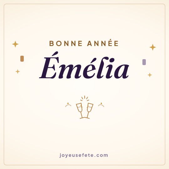 Image carrée « Bonne année Émélia » pour WhatsApp