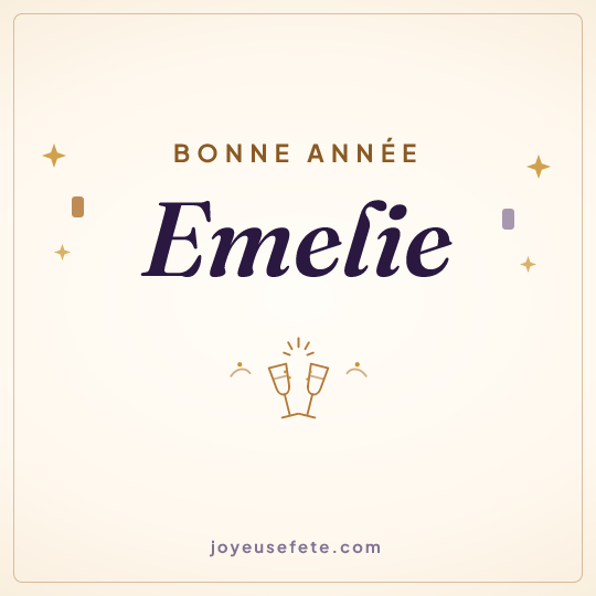 Image carrée « Bonne année Emelie » pour WhatsApp