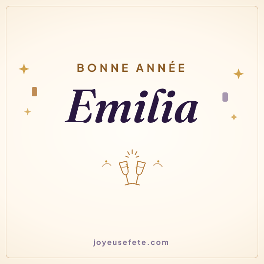 Image carrée « Bonne année Emilia » pour WhatsApp