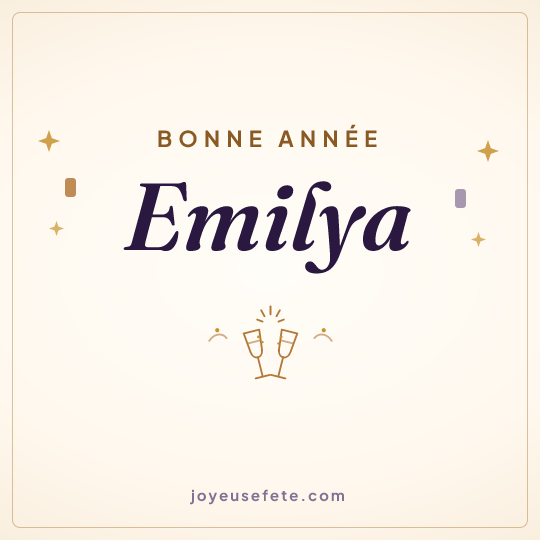Image carrée « Bonne année Emilya » pour WhatsApp