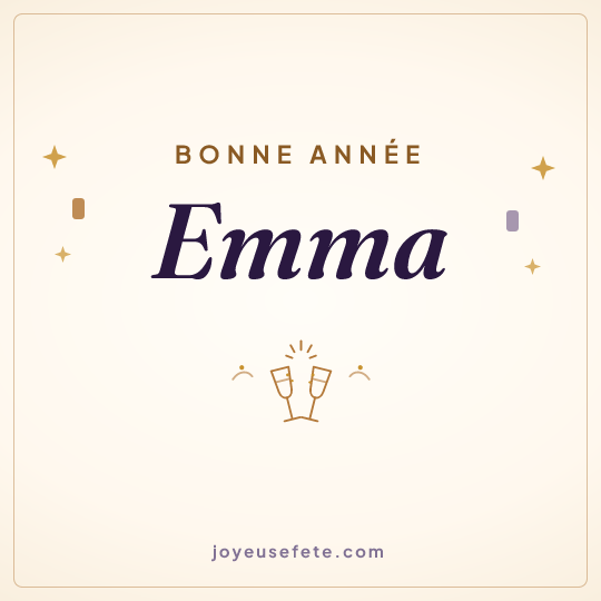 Image carrée « Bonne année Emma » pour WhatsApp