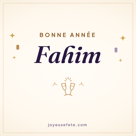 Image carrée « Bonne année Fahim » pour WhatsApp