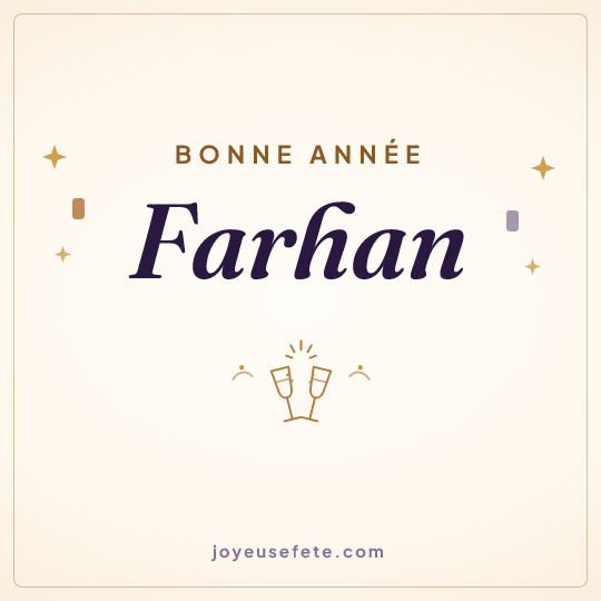 Image carrée « Bonne année Farhan » pour WhatsApp