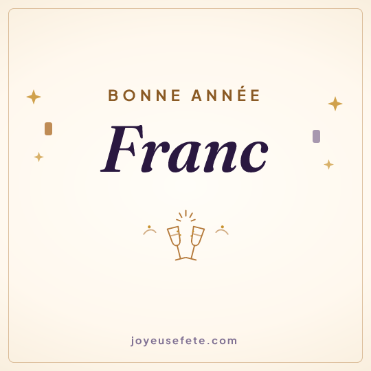 Image carrée « Bonne année Franc » pour WhatsApp