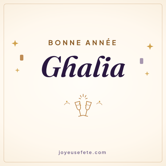 Image carrée « Bonne année Ghalia » pour WhatsApp