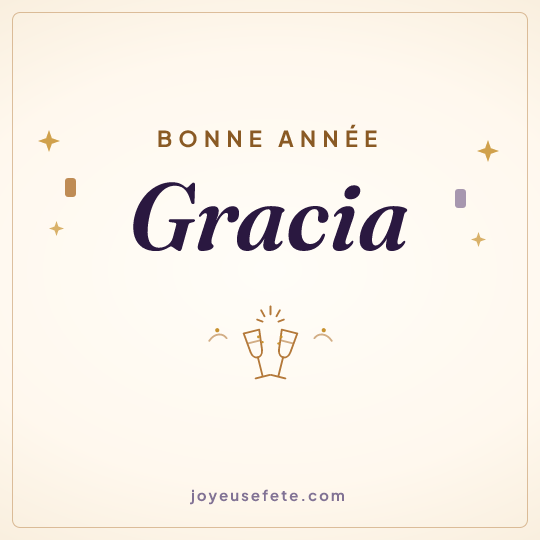 Image carrée « Bonne année Gracia » pour WhatsApp