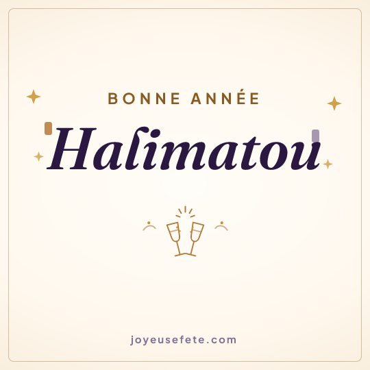 Image carrée « Bonne année Halimatou » pour WhatsApp