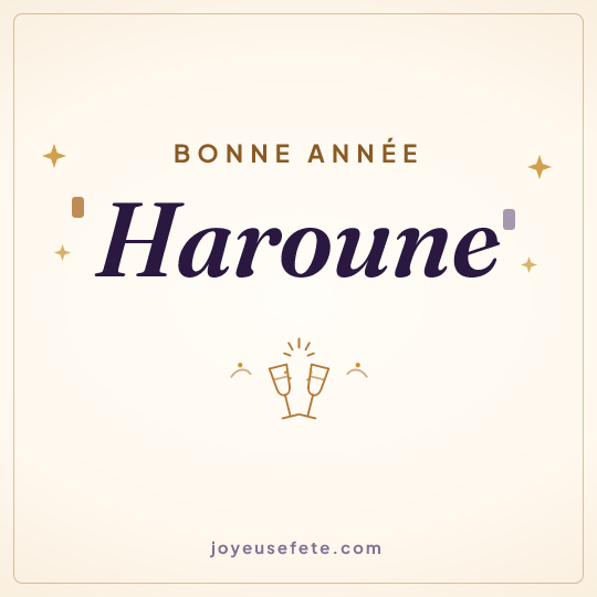 Image carrée « Bonne année Haroune » pour WhatsApp